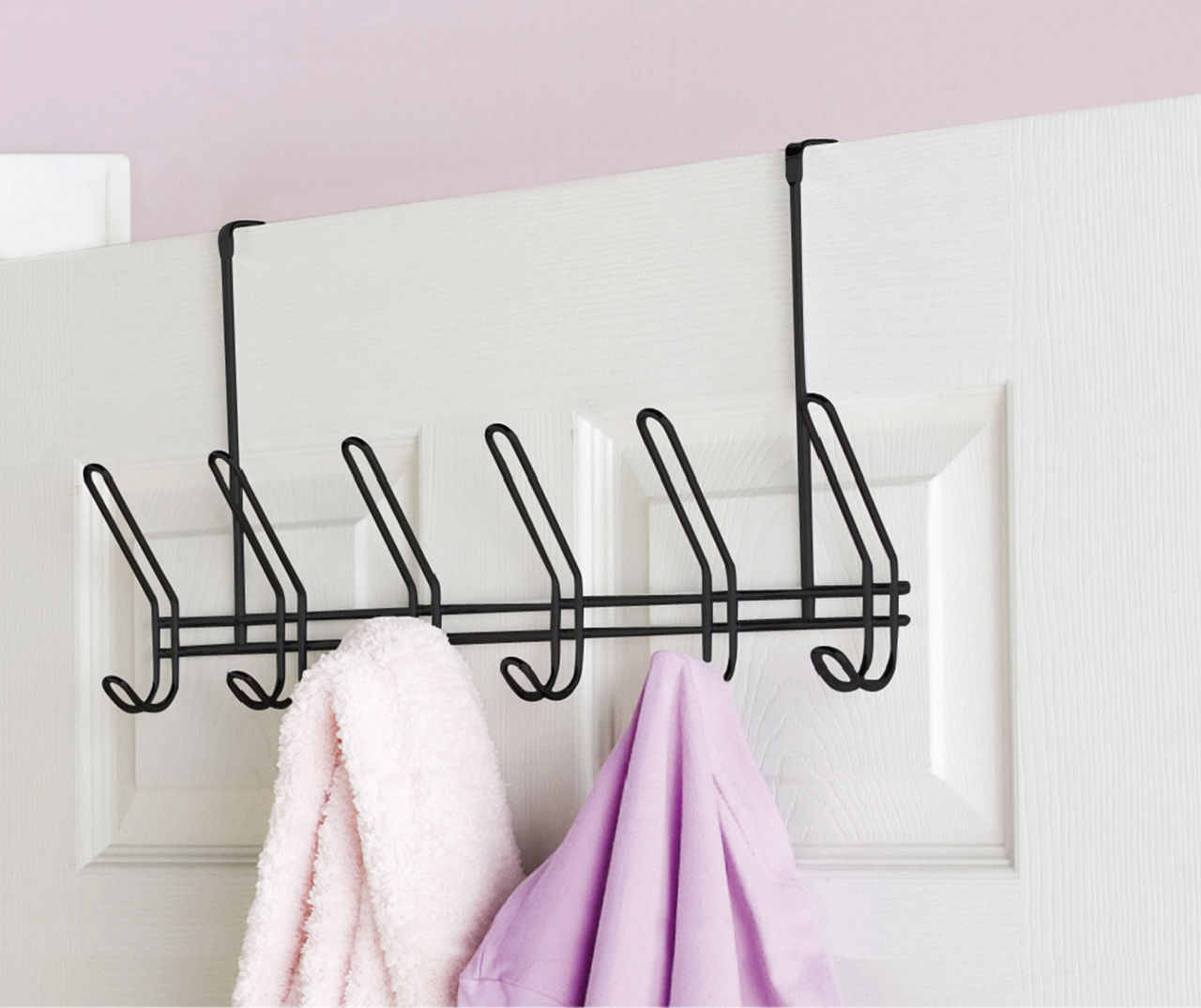 Black Over-The-Door 6-Hook Rack