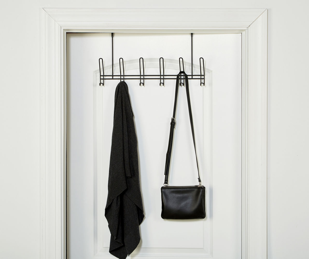 Real Living Black 6-Hook Over-the-Door Hanger