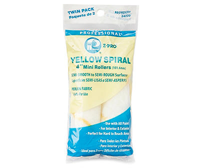 "2 PACK 4" X 3/8" YELLOW SPIRAL MINI ROLLERS"