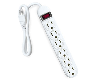 White 6-Outlet Surge Protector
