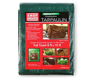 Green & Brown Medium-Duty Polyethylene 8' x 10' Tarp
