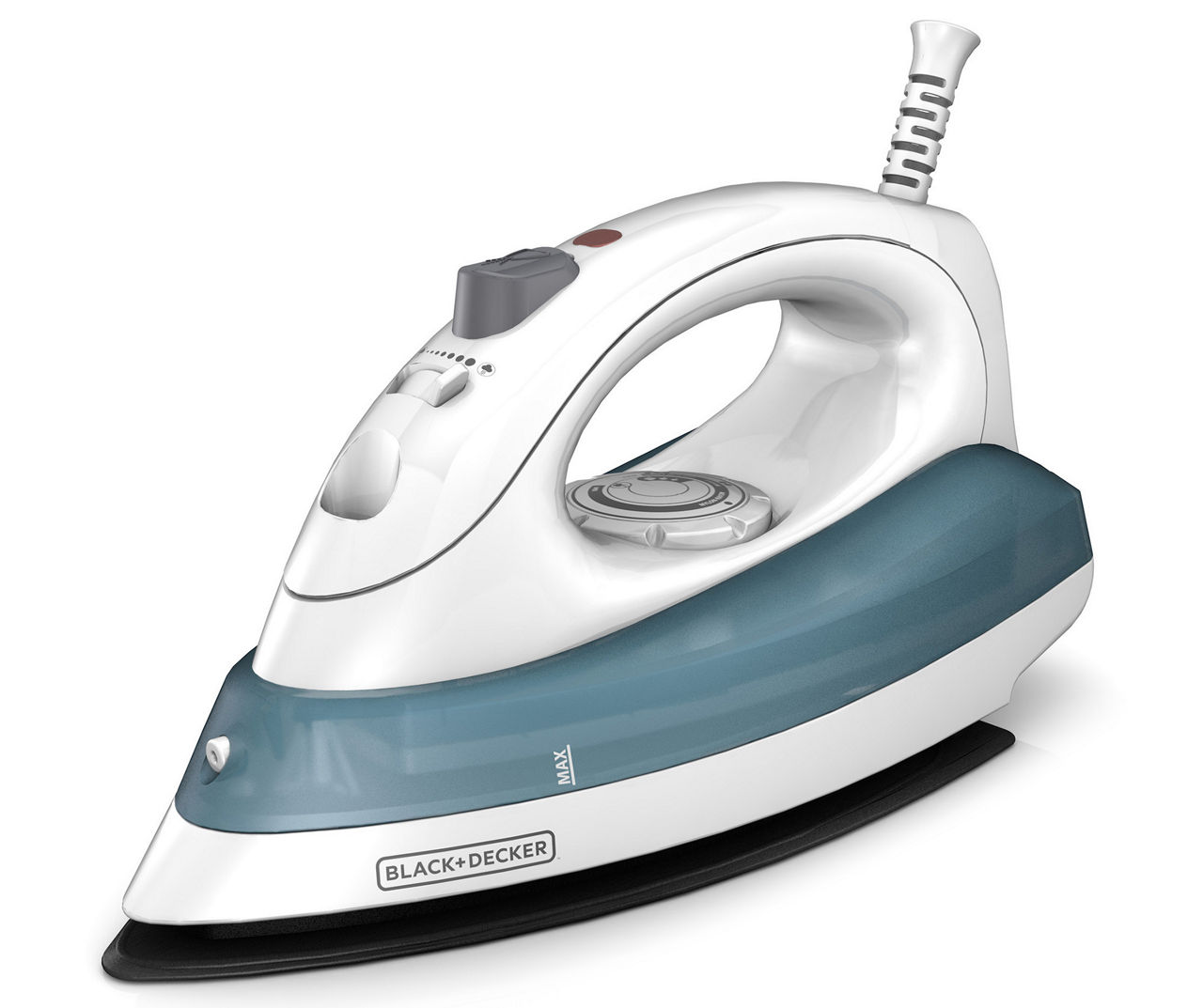 Black+decker Steam Iron with Pivoting Cord, Nonstick Soleplate, Blue, F210