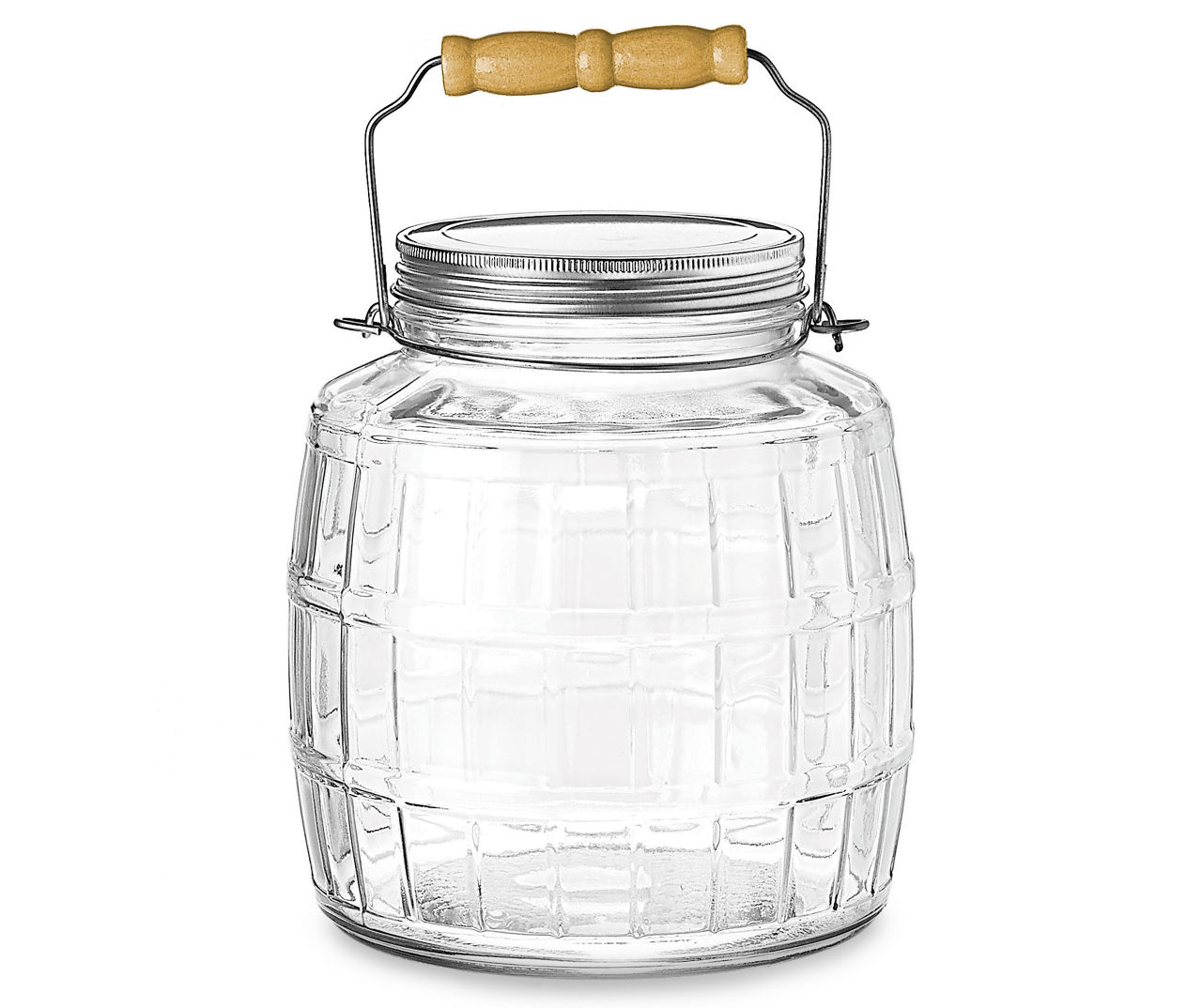 Anchor Clear Glass Cracker Jar with Brushed Aluminum Lid, 1 gal