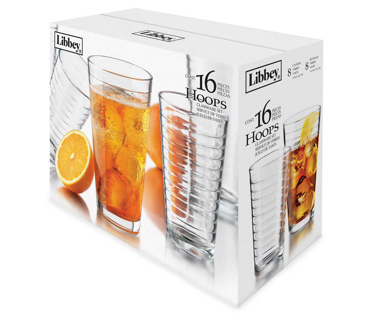 Libbey Hoops 16Piece Glassware Set Big Lots