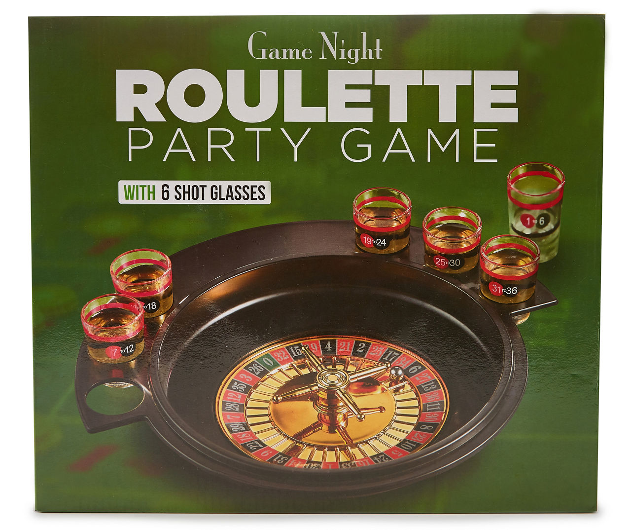 Adult Drinking Game Game Night Roulette Party Game w/6 Shot Glasses NEW 