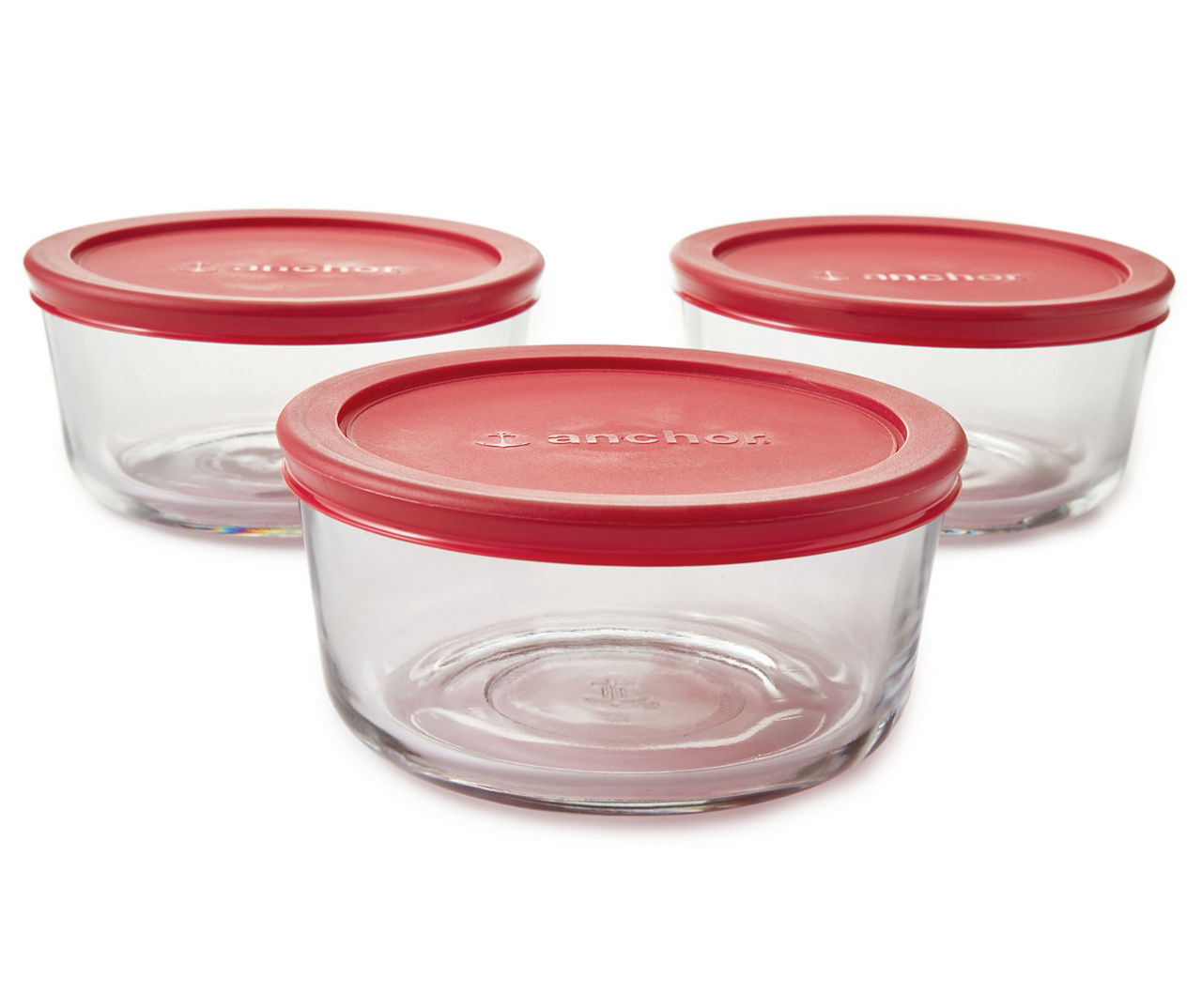 Red Co. Set of 3 Round Glass Food Storage Bowl Containers — Red Co