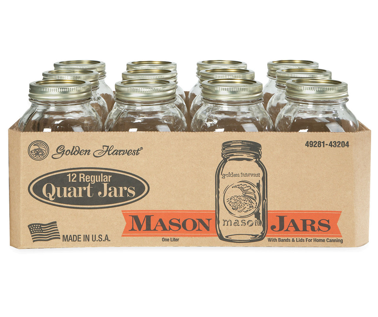 Golden Harvest Pint Canning Mason Jars, 12-Count Set