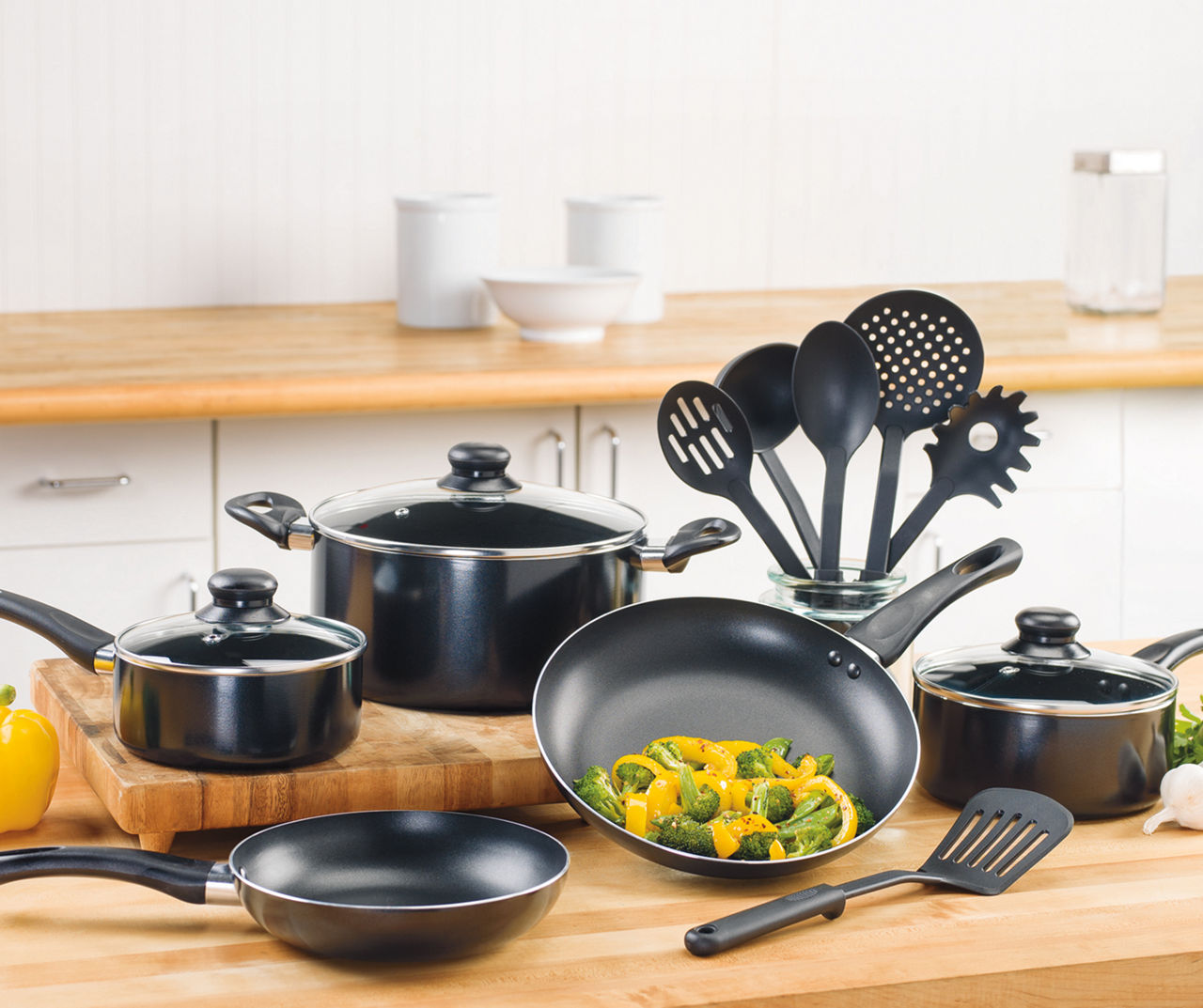 Great Gatherings Black & Chrome Pot & Pan Cookware Set, 14-Piece