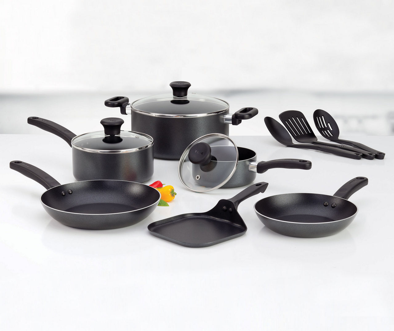 Nonstick Pots and Pans Cookware Set 12-Piece Easy Clean Black Kitchen Non  Stick