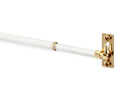 White & Gold Curtain Rod, (21" - 38")