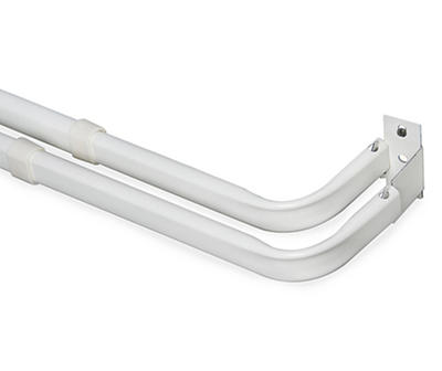 White Double Curtain Rod, (48" - 86")