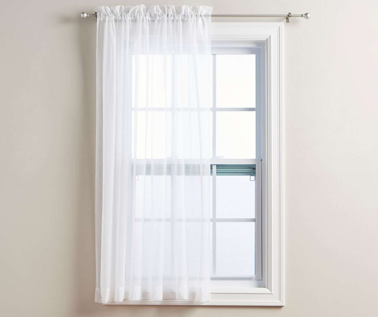 White Voile Sheer Curtain Panel, (63")