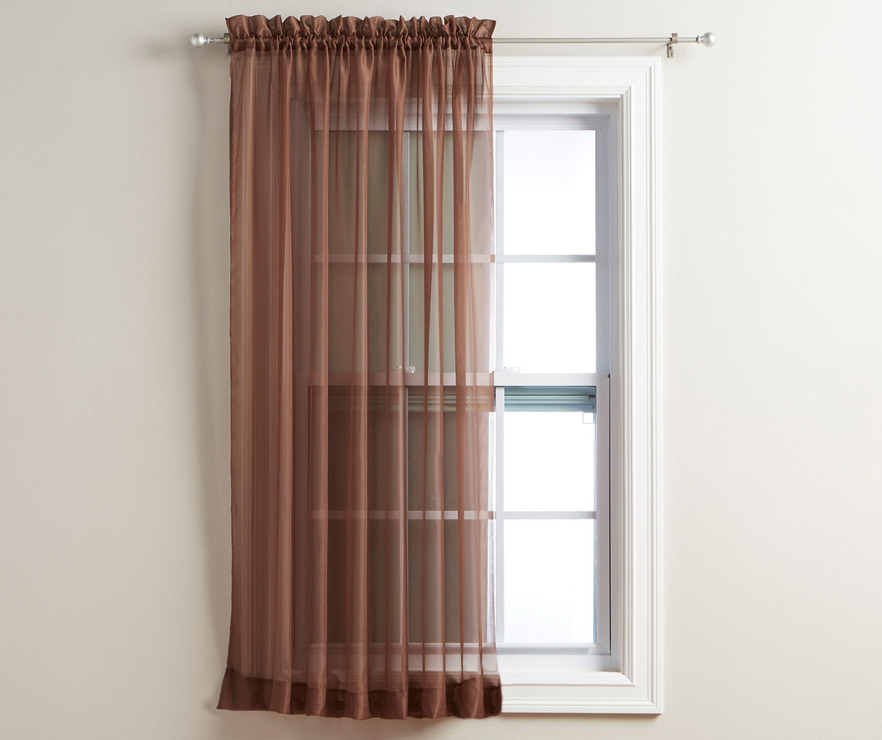 Chocolate Voile Sheer Curtain Panel, (63")
