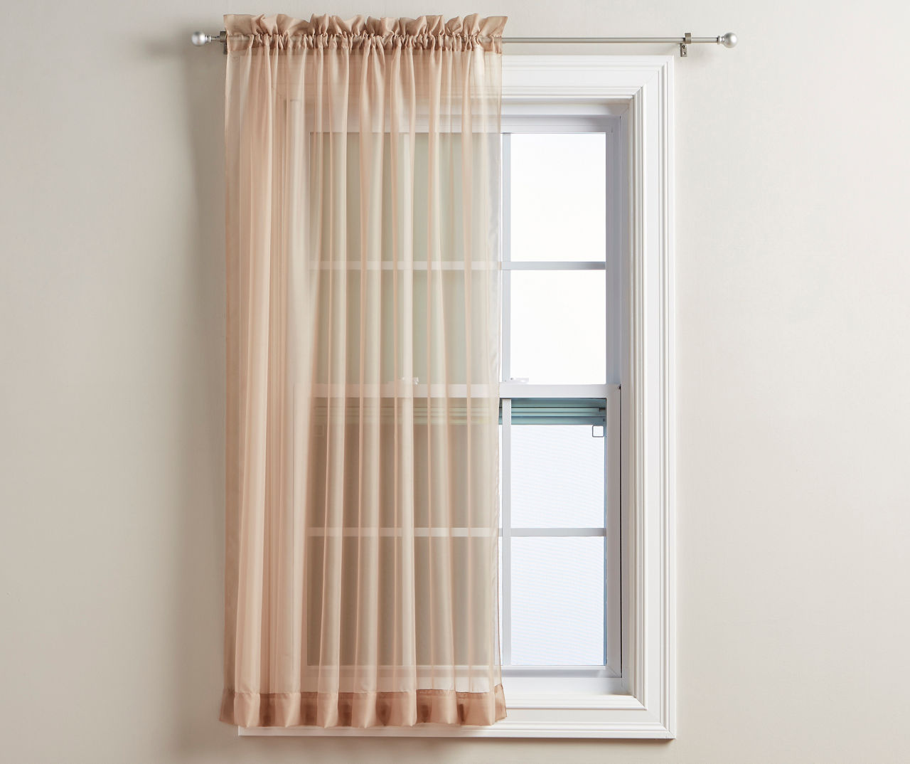 Taupe Voile Sheer Curtain Panel, (63")