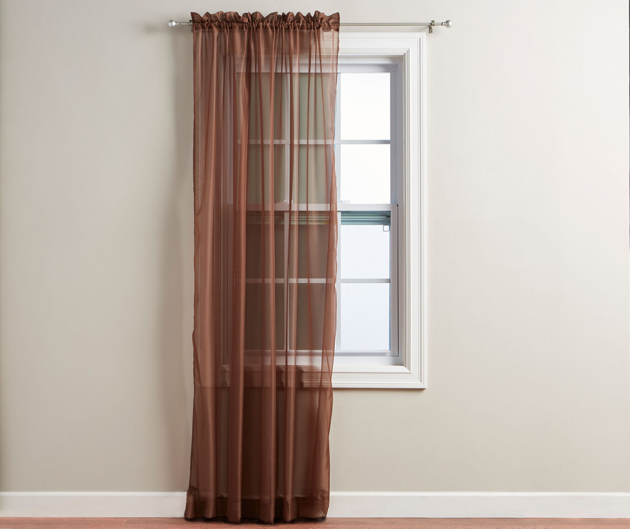 Chocolate Voile Sheer Curtain Panel, (84")