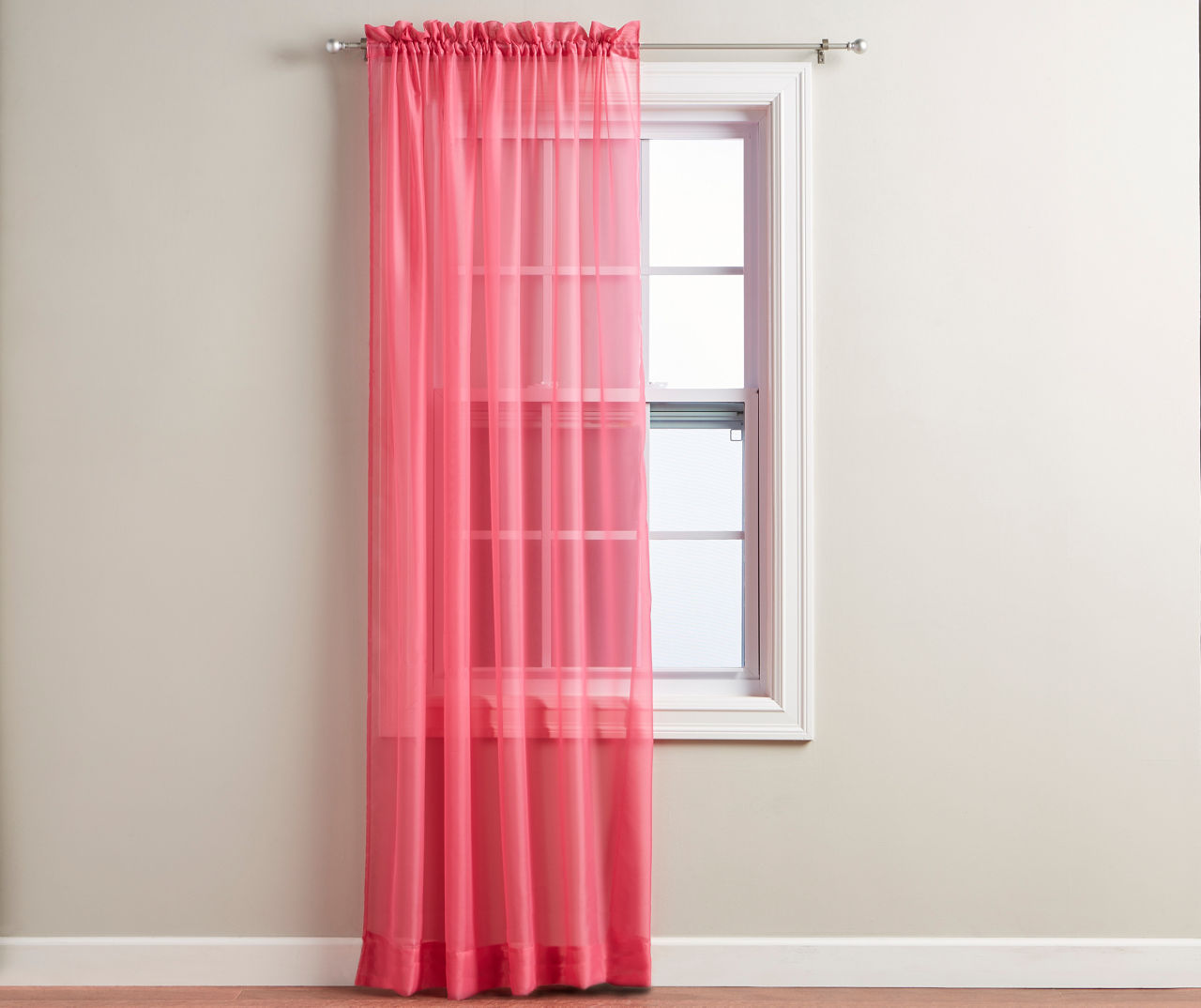Pink Voile Sheer Curtain Panel, (84")