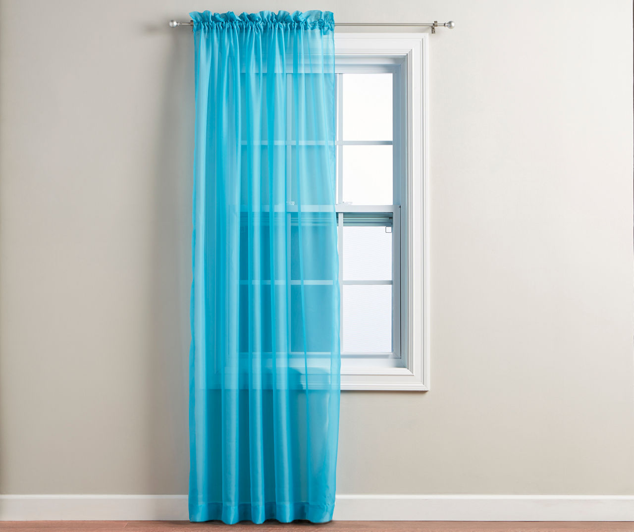 Turquoise Voile Sheer Curtain Panel, (84")