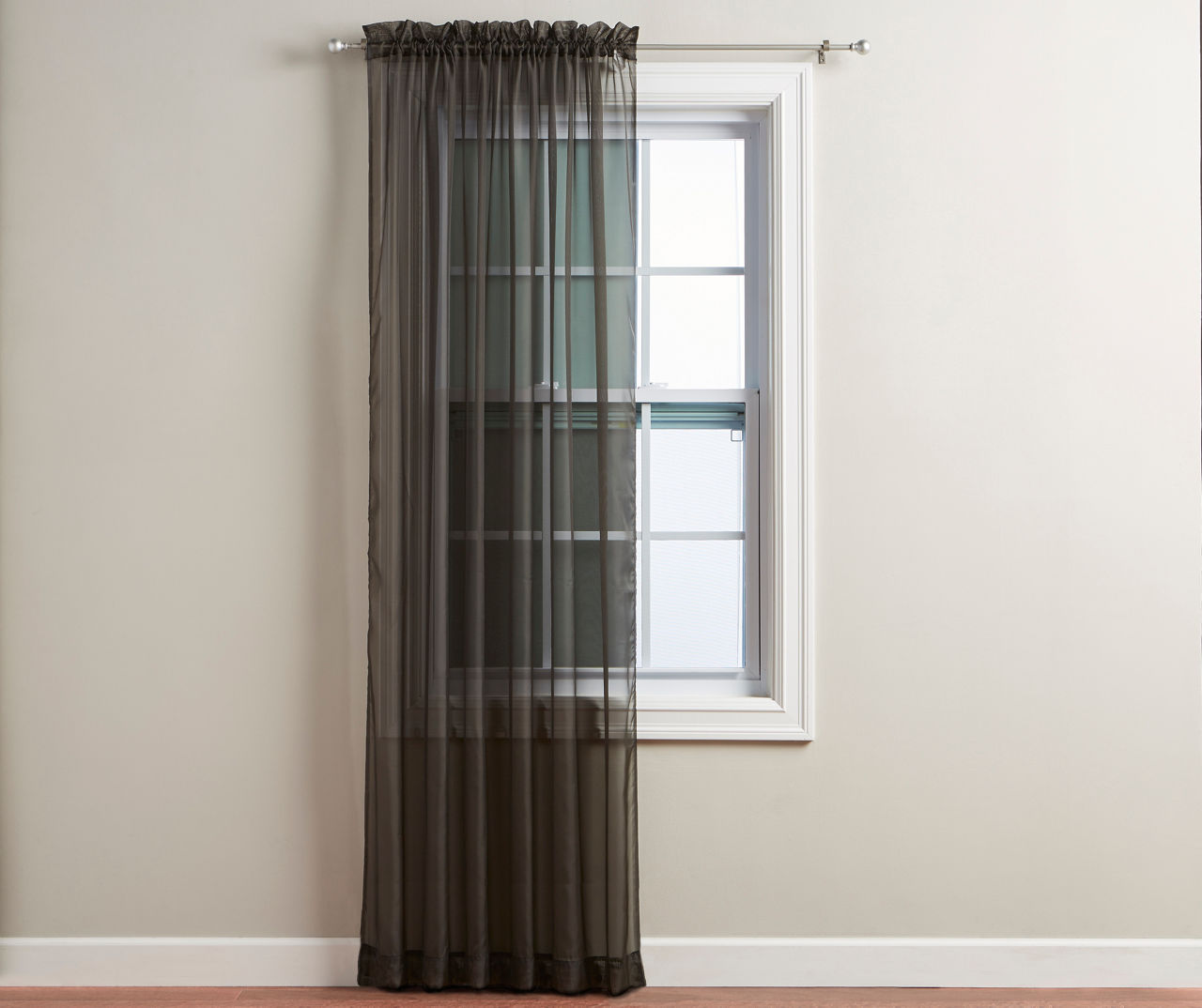 Black Voile Sheer Curtain Panel, (84")
