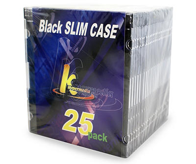 Black CD & DVD Slim Jewel Cases, 25-Pack
