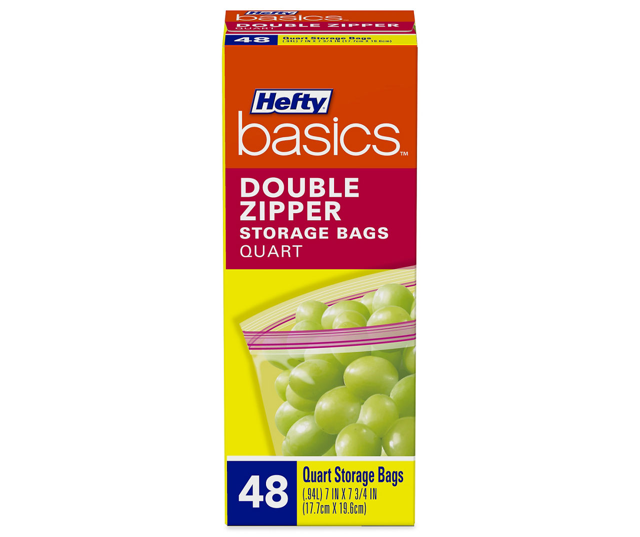 Hefty Basics 1-Quart Double Zipper Storage Bags, 95-Count
