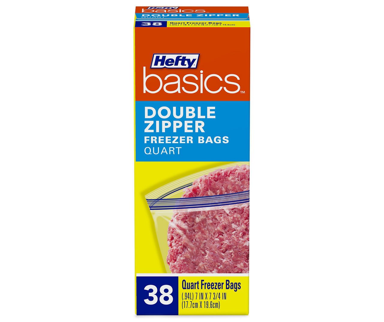Hefty Basics Hefty Basics Quart Double Zipper Freezer Bags 38 Bags