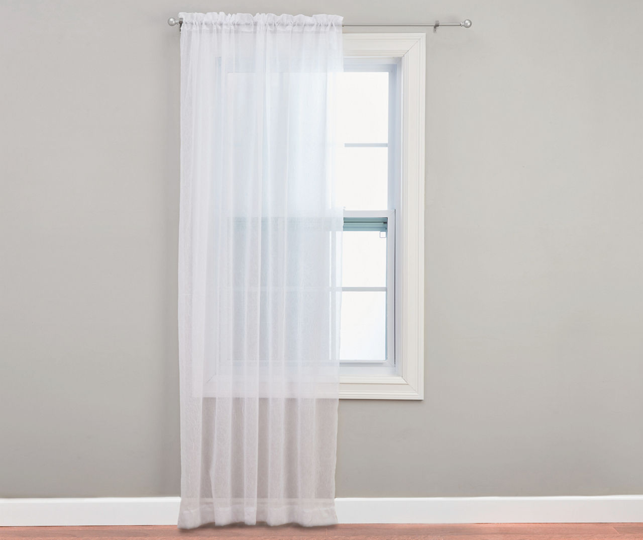 White Crushed Voile Sheer Curtain Panel, (84")