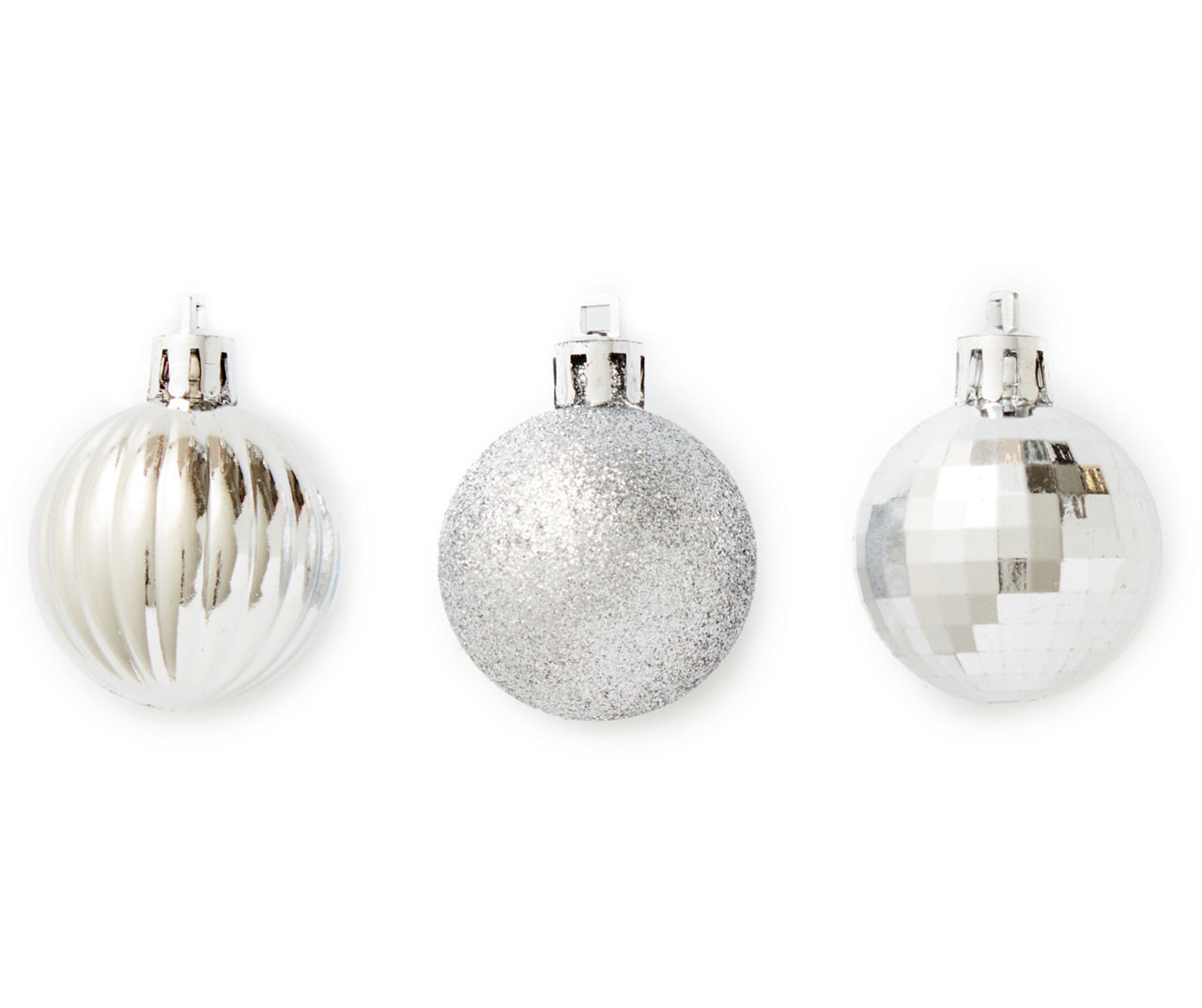 Mini Silver 32-Count Shatterproof Ornament Set