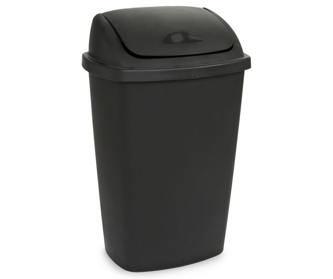 13 Gallon Trash Can, Plastic Swing Top Kitchen Trash Can, Black