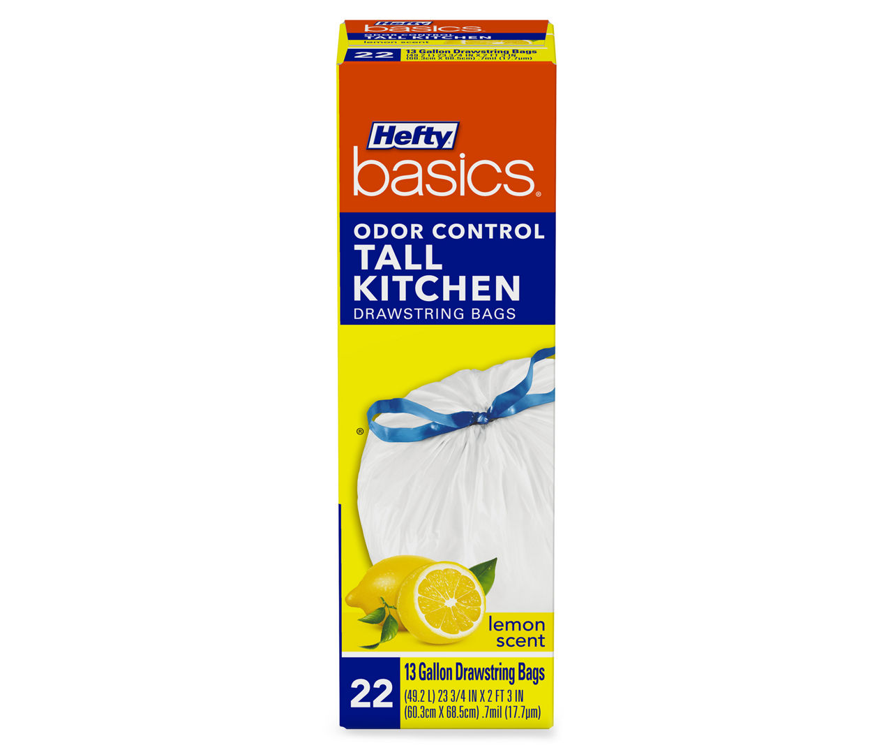 Hefty Basics 13-Gallon Lemon Scented Tall Kitchen Drawstring Trash