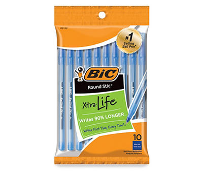 Xtra Life Blue Round Stic Pens, 10-Count