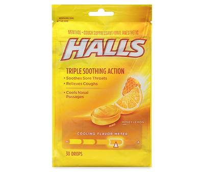 Halls Honey Lemon Flavor Cough & Throat Relief 30 Drops