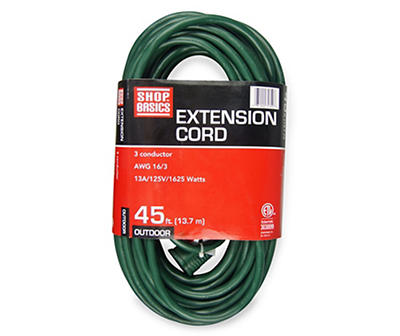 45' Outdoor Green Extension Cord