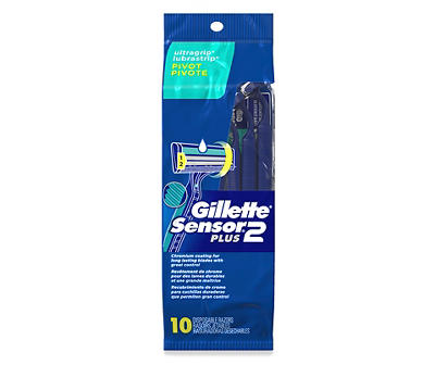 Gillette Sensor2 Plus Pivoting Head Men?s Disposable Razors, 10 Count