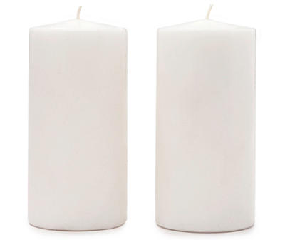 Living Colors Unscented White Pillar Candles