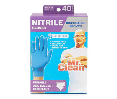 Disposable Nitrile Gloves, 40-Count