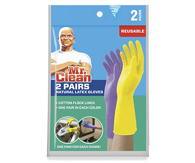 Medium Reusable Latex Gloves, 2-Pairs