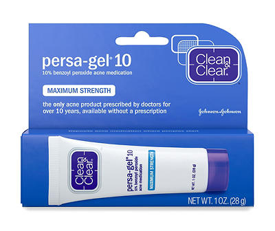 Clean & Clear Persa-Gel 10 Acne Medication Spot Treatment with Maximum Strength 10% Benzoyl Peroxide, Topical Pimple Cream & Acne Gel Medication for Face Acne, Fragrance-Free, 1 oz