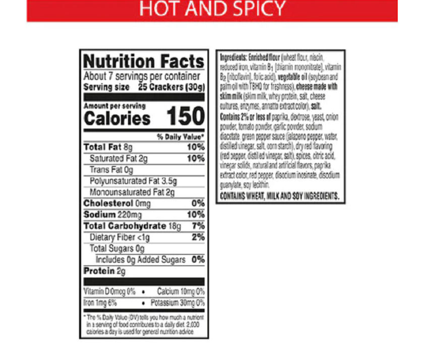 Cheez-It Hot & Spicy Baked Snack Crackers, 7 Oz. | Big Lots