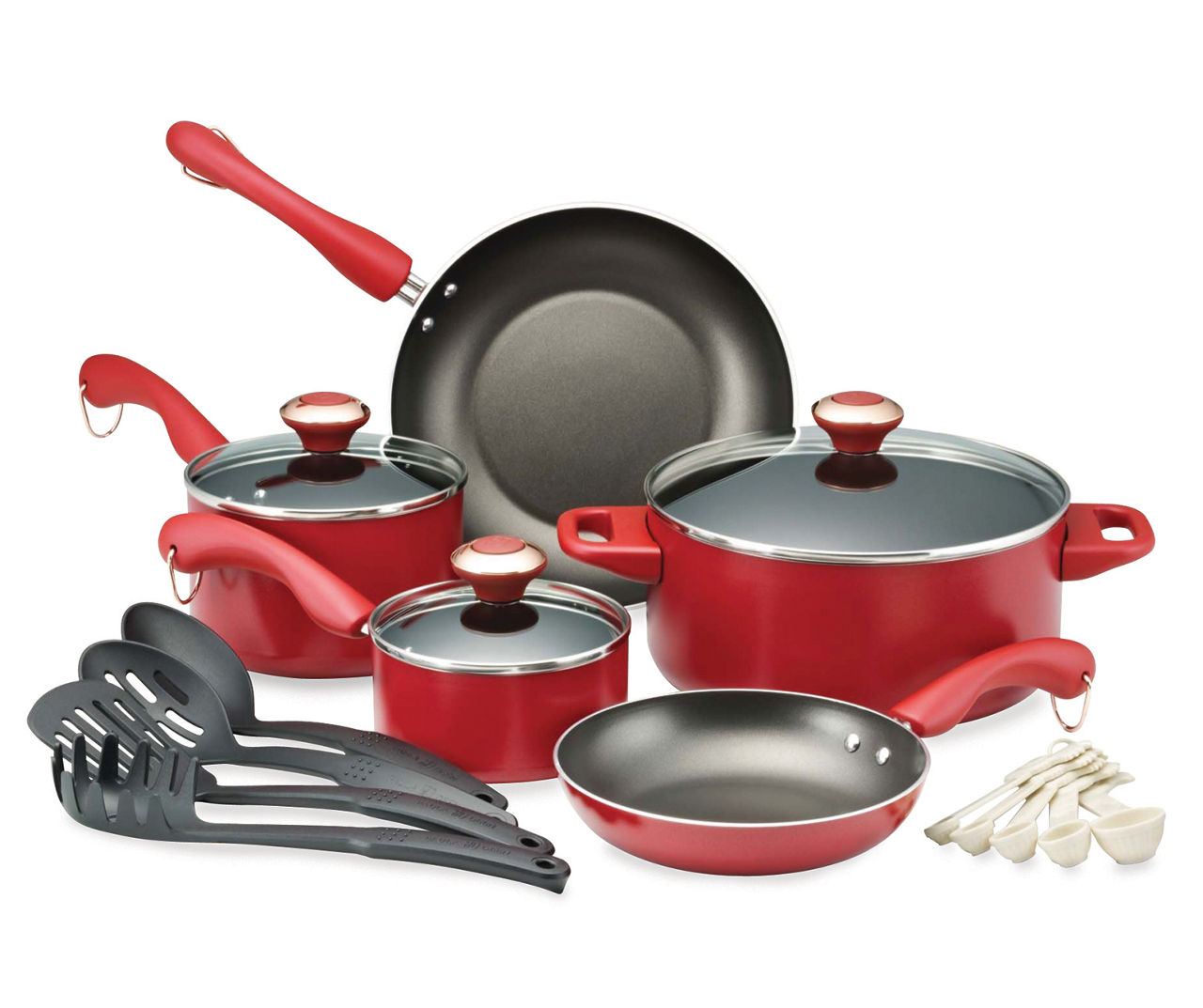  Paula Deen Family 14-Piece Ceramic, Non-Stick Cookware Set,  100% PFOA-Free and Induction Ready, Features Stay-Cool Handles, Dual Pour  Spouts and Kitchen Tools (Ruby Red): Home & Kitchen
