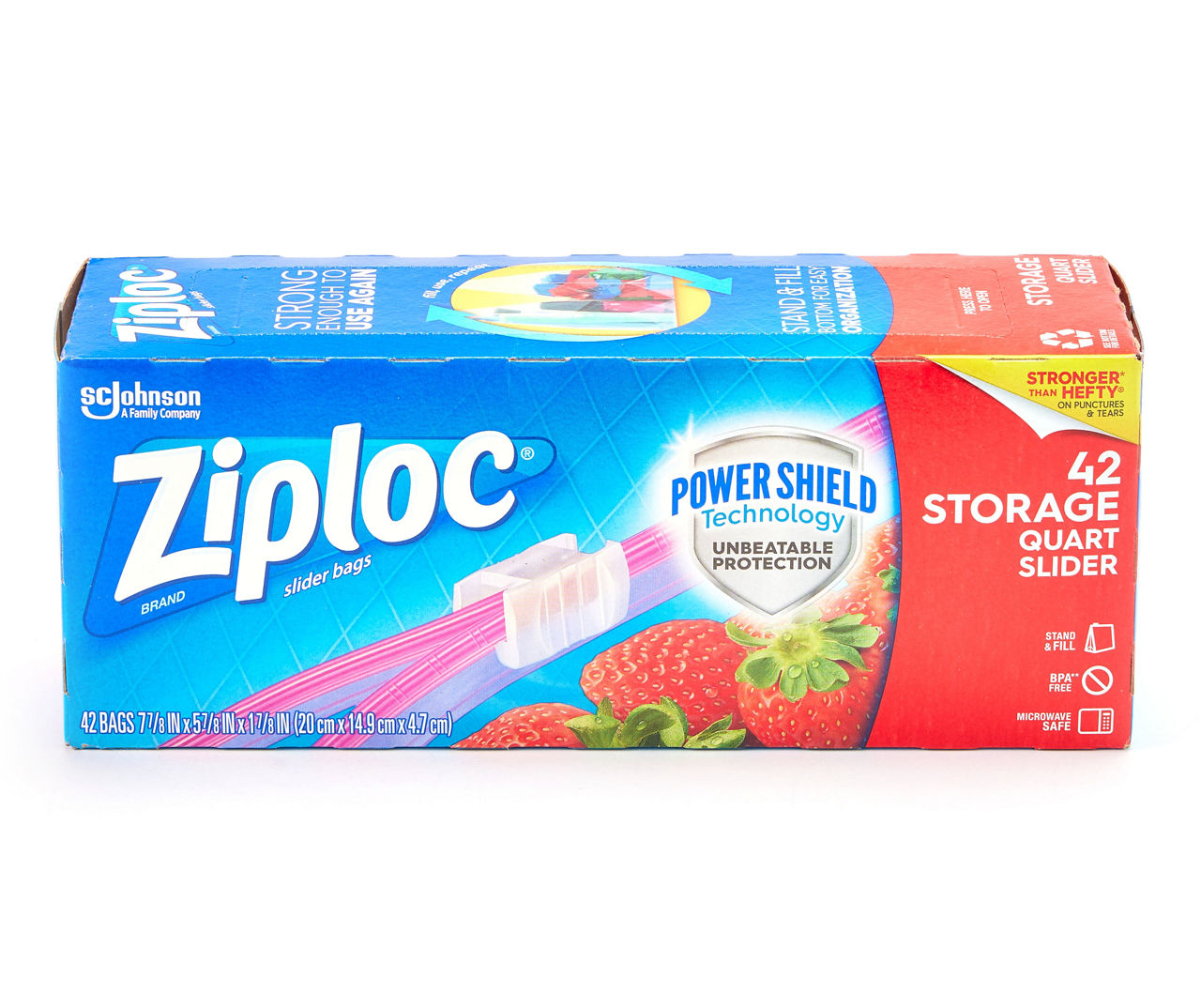 Ziploc Quart Food Storage Slider Bags Power Shield Technology for