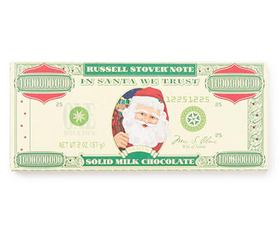 Solid Milk Chocolate Santa Money Bar, 2 Oz.