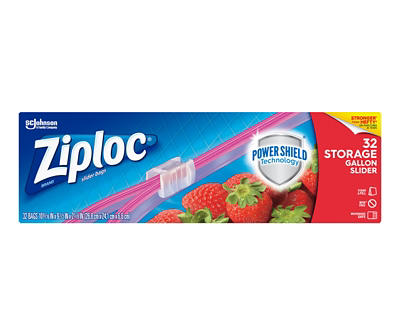 Ziploc Brand Storage Slider Gallon Bags, Zipper Storage Bags, 32 Count