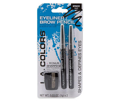 L.A. Colors Eyeliner/Brow Pencil, 2-Pack