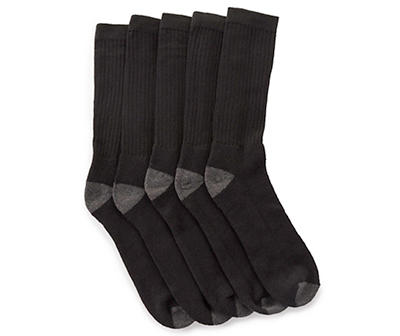 Black Men's Crew Sock Size 10-13, 5-Pack