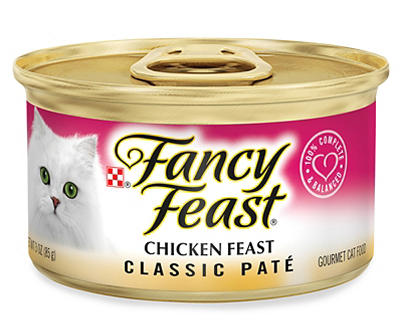 Purina Fancy Feast Grain Free Pate Wet Cat Food, Classic Pate Chicken Feast - 3 oz. Can