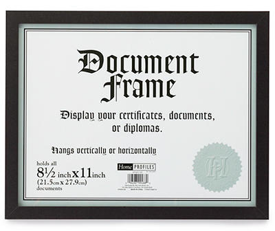 Black Document Picture Frame, (8.5" x 11")