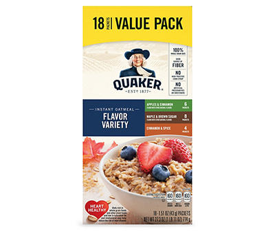 Quaker Instant Oatmeal Flavor Variety 1.51 Oz 18 Count
