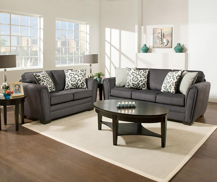 Flannel Charcoal Living Room Furniture