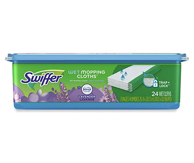 Swiffer Sweeper Wet Mopping Cloths with Febreze Freshness, Lavender Vanilla & Comfort, 24 count