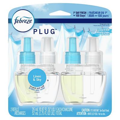 Febreze Odor-Eliminating Fade Defy PLUG Air Freshener Refill, Linen & Sky, (2) .87 fl. oz. Oil Refills